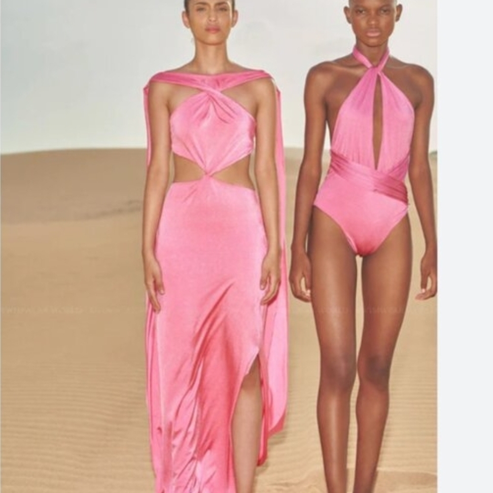 Baobab Pink Halter Dress W CUt Outs Sz M